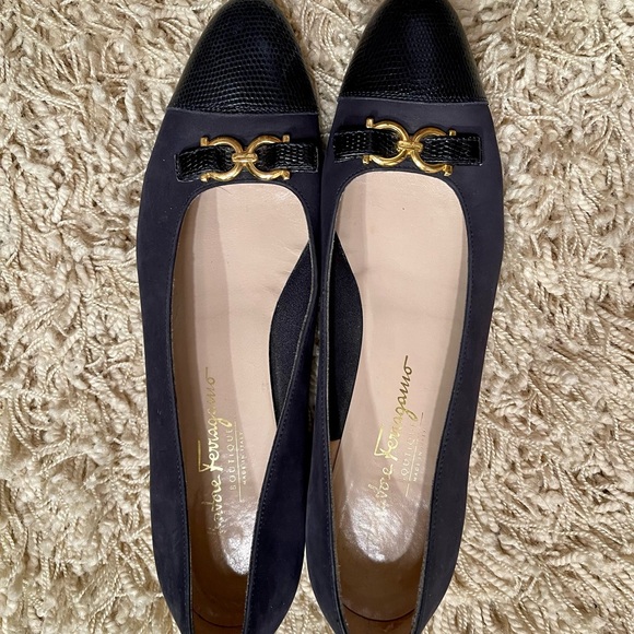 Salvatore Ferragamo Shoes - Salvatore Ferragamo Blue Suede and Leather Shoes 10AA